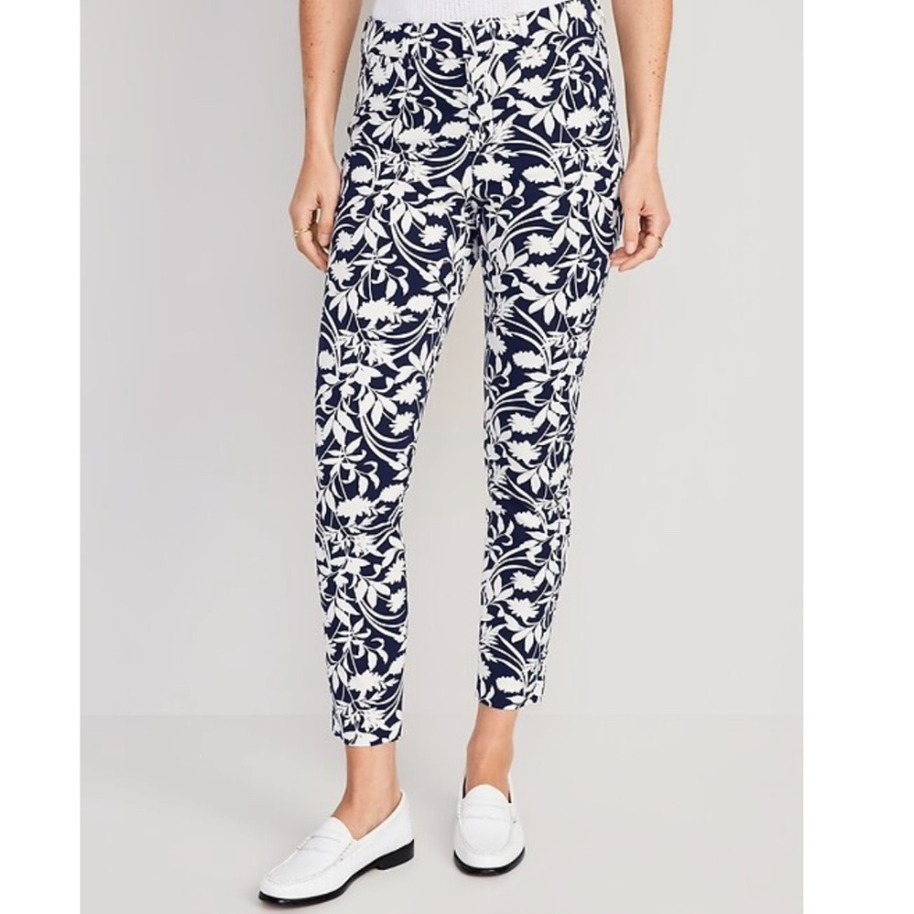 Old Navy  Pixie Skinny Ankle Pants High-Waisted Blue and White Sz 14 NWT